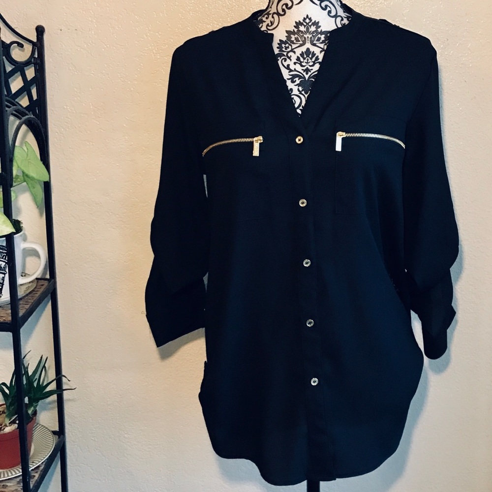 Calvin Klein Black Long Sleeve Blouse